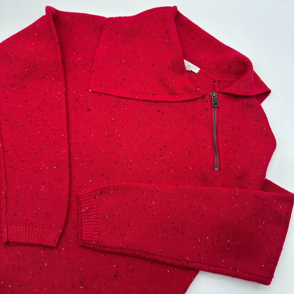 Talbots Women's Zip Cowl Neck‎ Tunic Length Sweater, Size Small, Red Speckled